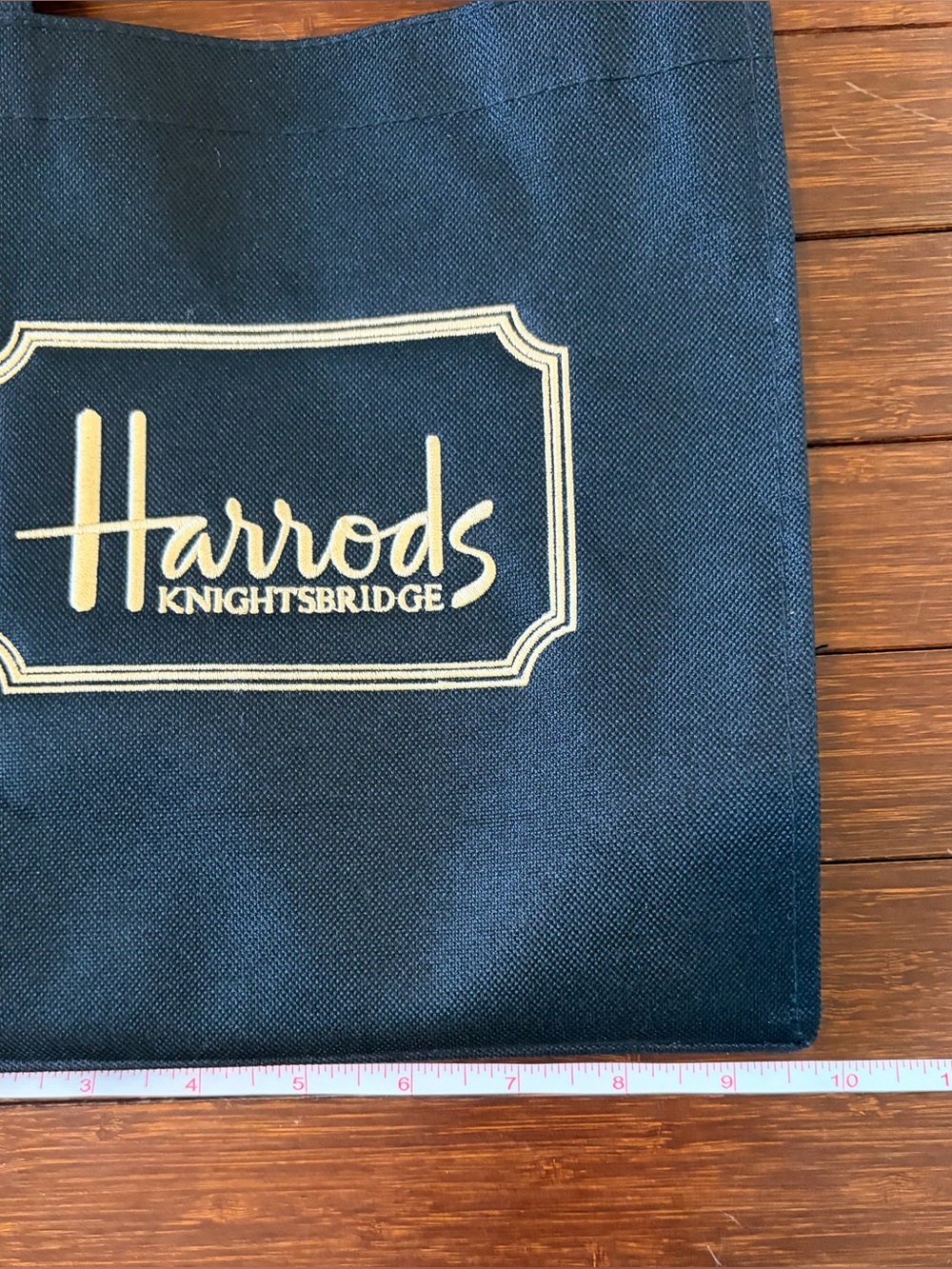 Harrods Knightsbridge bag black and goldtone, canvas zipper pocket inside - Picture 5 of 5